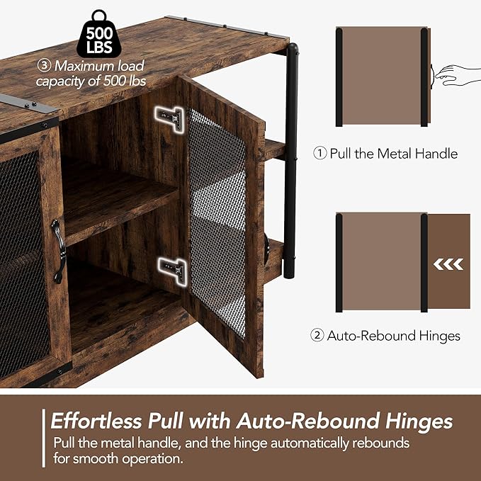 GarveeHome Farmhouse TV Stand for 65/75 inch TV, Entertainment Center with Storage Cabinet, Industrial TV Console Cabinet with Mesh Doors, 63" Rustic TV Media Console Table for Living Room, Vintage