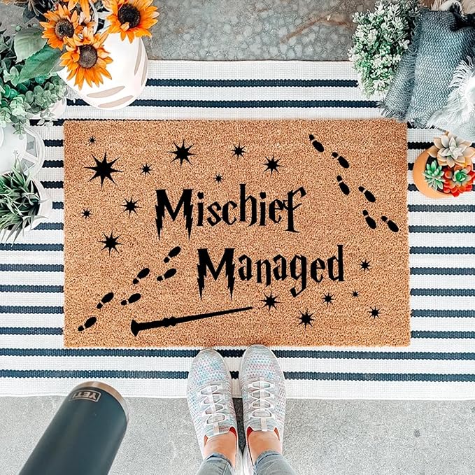 Funny Coir Doormat Magical Fantasy Front Door Mat Entryway Indoor and Outdoor Mat with Heavy Duty Front Porch Decor Welcome Mats for Entrance Way Decor Natural Coconut Thick Brown Mat 23.7x15.7 inch