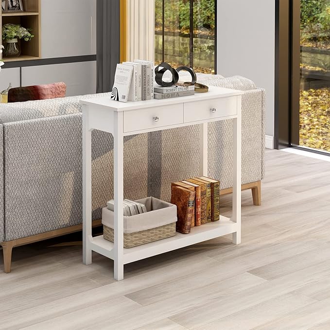 TaoHFE Console Table, 39.4"x11.8"x31.5"(LxWxH), White