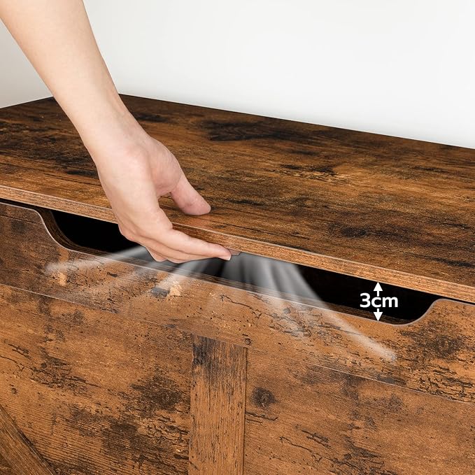 HOOBRO Storage Bench, 43.3” Retro Wooden Storage Chest with U-Shaped Cut-Out Pull, Safety Hinge, Supports 220 lb and Easy Assembly for Toy Box Organizer (Rustic Brown) BF772CW01