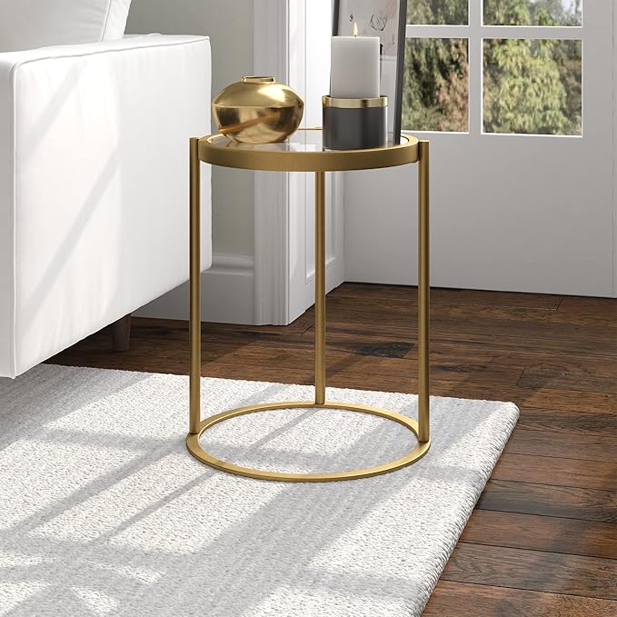 Duxbury 16'' Wide Round Side Table in Brass