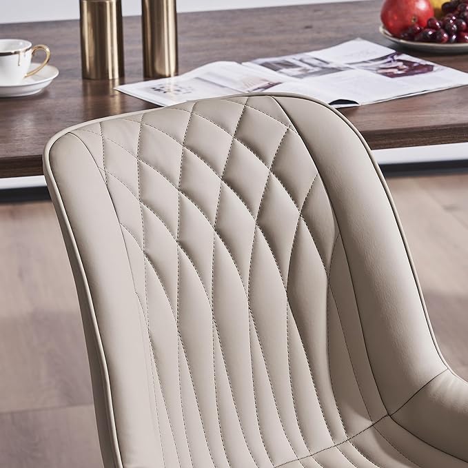 YOUNIKE Khaki Dining Chairs Set of 2 with High Backs Mid Century Modern Kitchen Dining Room Chairs Leather Upholstered Comfortable Wide Accent Side Chair for Living Waiting Guest Room Bedroom