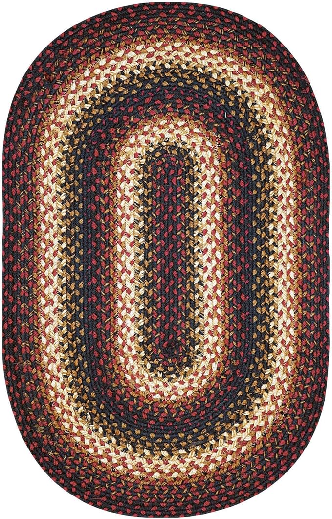 Prescott Jute Braided Oval Rugs 27x45 – Country Primitive Rugs for Kitchen, Entryway and Bathroom