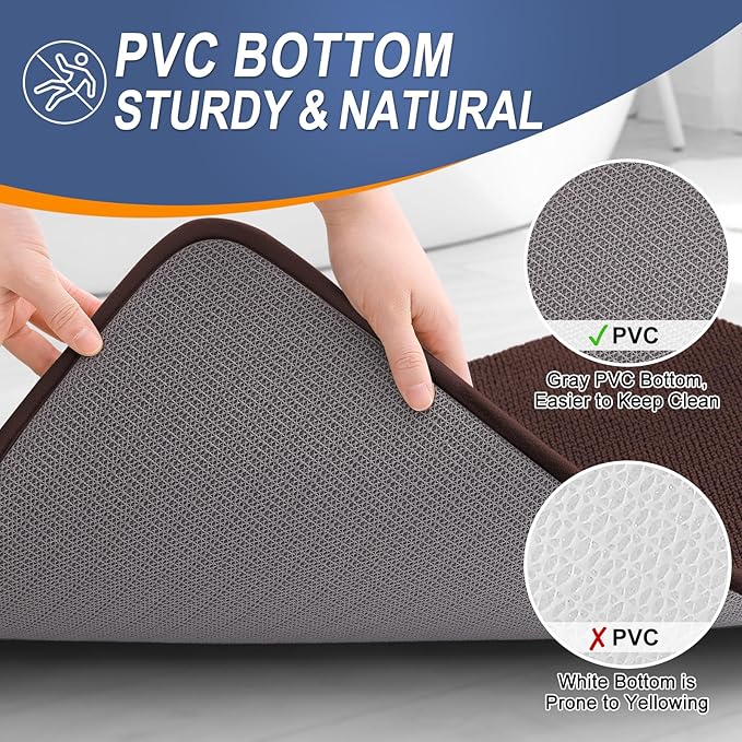 OLANLY Thick Memory Foam Bath Mat Rug 47x24, Extra Soft Absorbent Bathroom Rug, Quick Dry Bath Mats, Non-Slip, Machine Washable Carpet for Bathroom, Tub and Shower, Home Decor Accessories, Brown