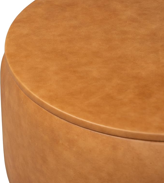 POLY & BARK Herve Storage Ottoman in Cognac Tan