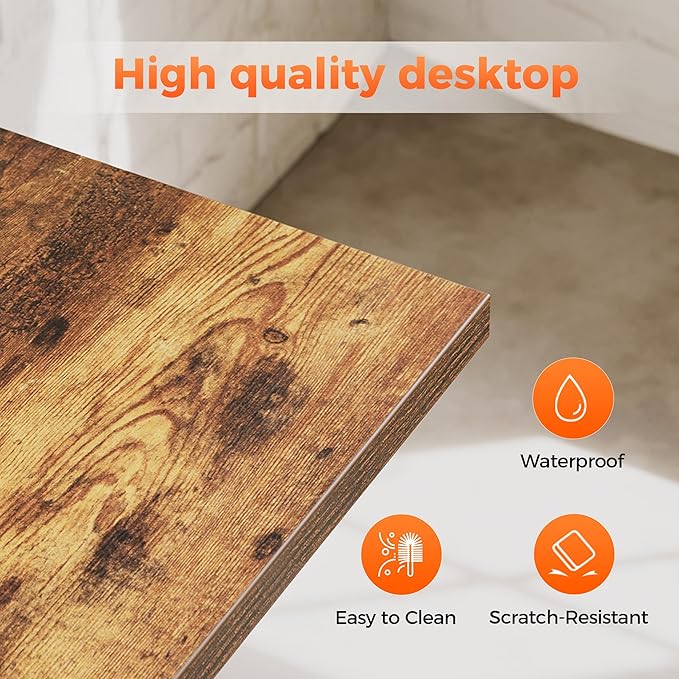 Small L Shaped Computer Desk with Power Outlets, Gaming Desk for Small Spaces, Corner Desk with Reversible Storage Shelves, Study Writing Table for Home Office (Socket, Rustic Brown, 48 inch)