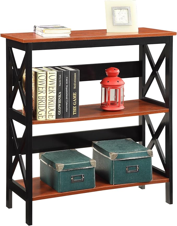 Convenience Concepts Oxford 3 Tier Bookcase, Cherry / Black