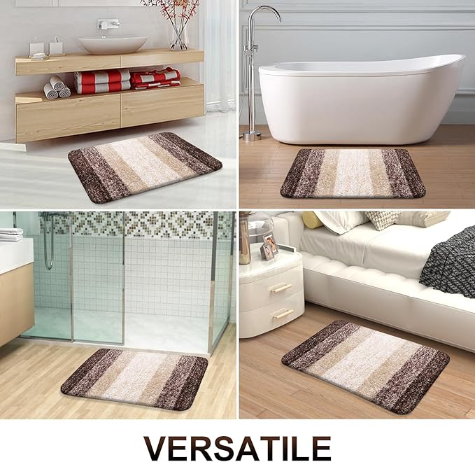 OLANLY Bathroom Rugs Mat 50x30, Extra Soft Absorbent Microfiber Bath Rugs, Rubber Backing, Quick Dry, Machine Washable Bath Mats for Bathroom Floor, Tub and Shower, Home Decor Accessories, Brown