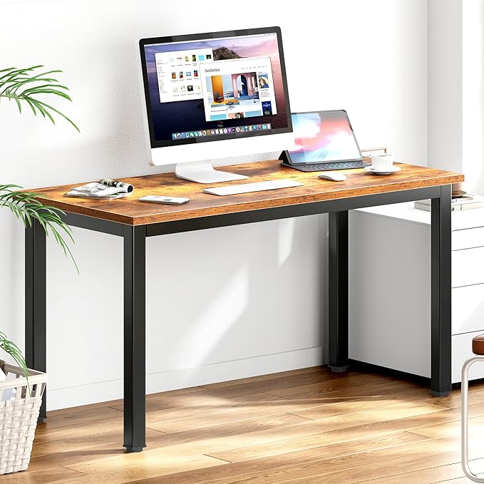DlandHome 47inches Computer Desk Home Office Table Writing Desk Study Table Gaming Desk Worstation, Retro