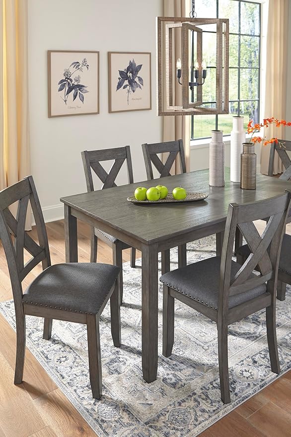 Signature Design by Ashley Caitbrook Rustic 7 Piece Dining Set, Include Table and 6 Chairs, Gray