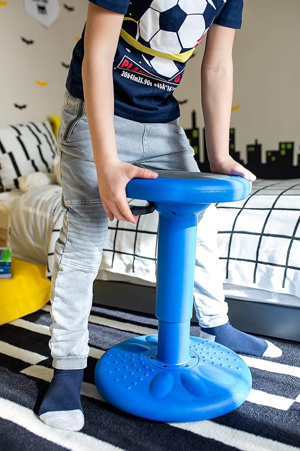 ActiveChairs Adjustable Wobble Chair, Flexible Classroom Seating improves Focus, Posture & Helps ADHD/ADD. Classroom Stools, Active Wobble Chairs, Adjusts from 16.65" to 23.75" Ages 13-18 Blue