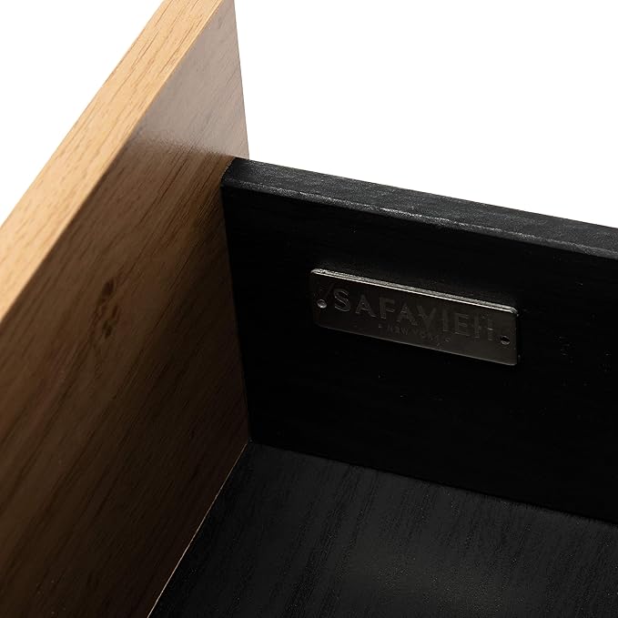 SAFAVIEH Beatrix TV Stand for up to 60" Flatscreen – Black & Oak, 2 Doors with Interior Storage, 1 Open Shelf, Entertainment Media Console (MED9607A)