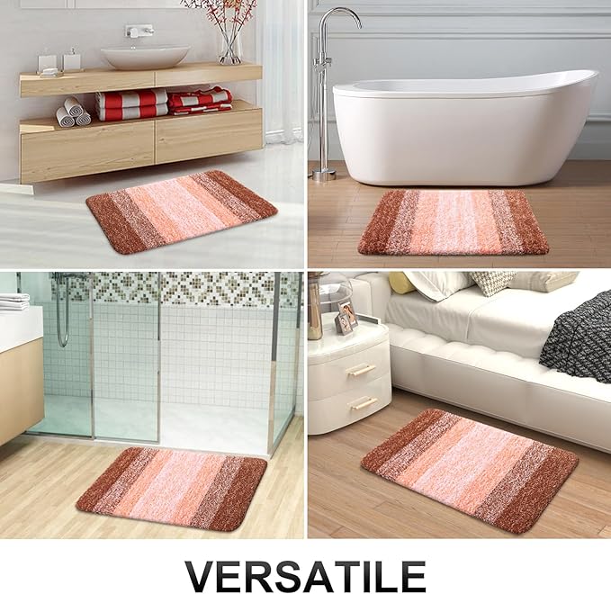 OLANLY Bathroom Rugs Mat 24x16, Extra Soft Absorbent Microfiber Bath Rugs, Rubber Backing, Quick Dry, Machine Washable Bath Mats for Bathroom Floor, Tub and Shower, Home Decor Accessories, Orange