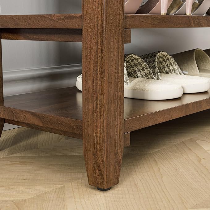 Wooden Storage Shoe Bench, Entryway Bench with 3-Tiers Height Adjustable, Shoe Rack Front Doors Entrances for Hallway Living Room,Mudrooms (Brown,47.2")