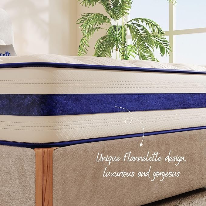Vesgantti Queen Mattress, 10 Inch Hybrid Innerspring Mattress in a Box with Memory Foam, Durable Support & Pressure Relief, Medium Firm Feel