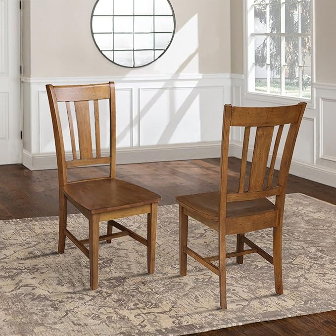 Set of Two San Remo SplatBack Dining Chairs, Pecan