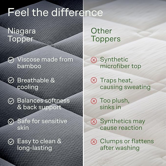 Ultra Soft Full XL Size Mattress Topper - Viscose Made from Bamboo Pillow Top Mattress Pad for Back Pain Relief - Naturally Cooling for Hot Sleepers, Grey