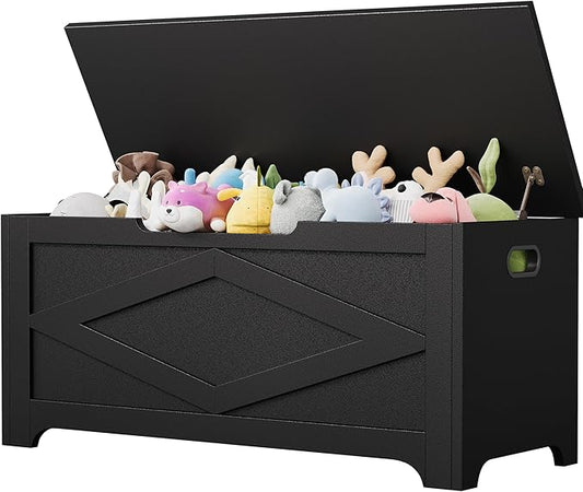 GarveeHome 39.4" Storage Chest, Wooden Storage Bench with Safety Hinges, Easy Assembly, Large Toy Chest for Entryway, Living Room, Bedroom
