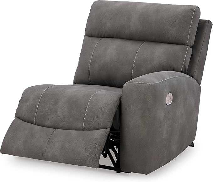 Signature Design by Ashley Next-Gen DuraPella Contemporary Faux Leather Modular Wall Hugger 3-Piece Power Reclining Sectional Loveseat with Console, Adjustable Headrest and USB Ports, Gray