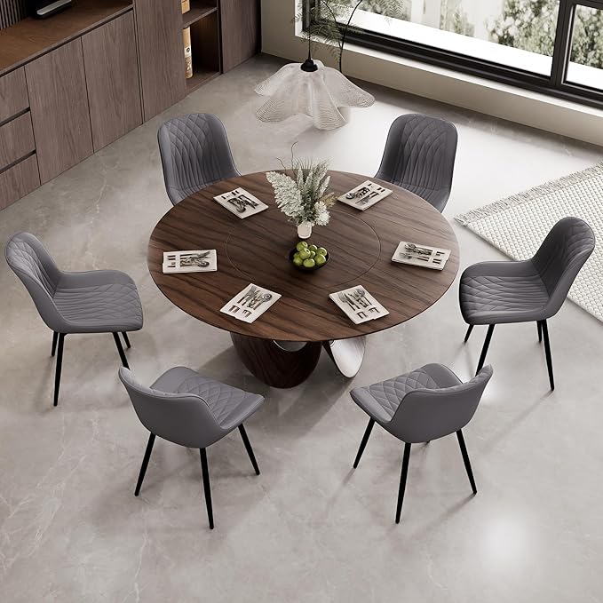 YOUNIKE Dining Chairs Set of 2 with High Backs Mid Century Modern Kitchen Dining Room Chairs PU Faux Leather Upholstered Comfortable Wide Padded Accent Side Chair for Living Room Grayish Purple