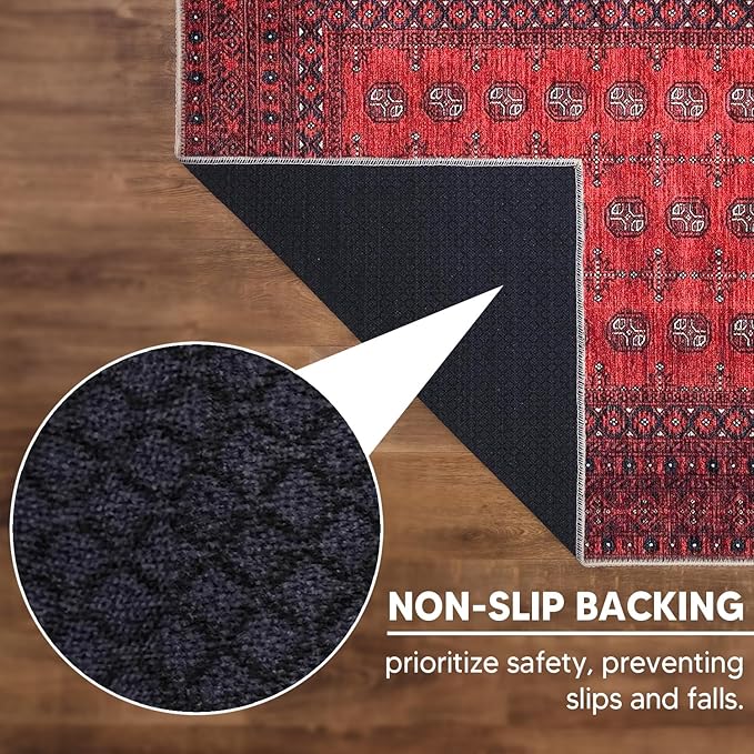 Keen Home Design 2x10 Rug - Machine Washable Runner Rug with Non-Slip Backing, Ideal for Hallway, Entryway, Kitchen, Laundry Room - Vintage, Easy Clean, Durable, Low Pile - (2'6" x 10')