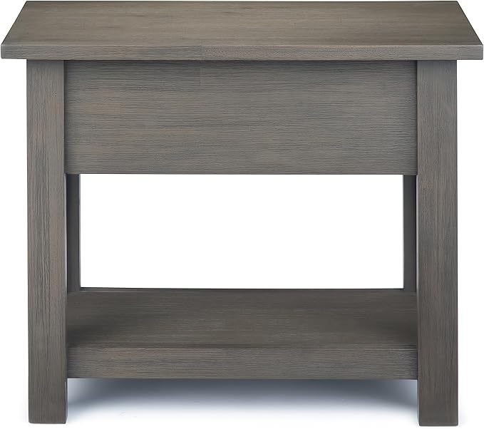 SIMPLIHOME Monroe SOLID ACACIA WOOD 14 inch Wide Rectangle Rustic Narrow Side Table in Farmhouse Grey for the Living Room and Bedroom