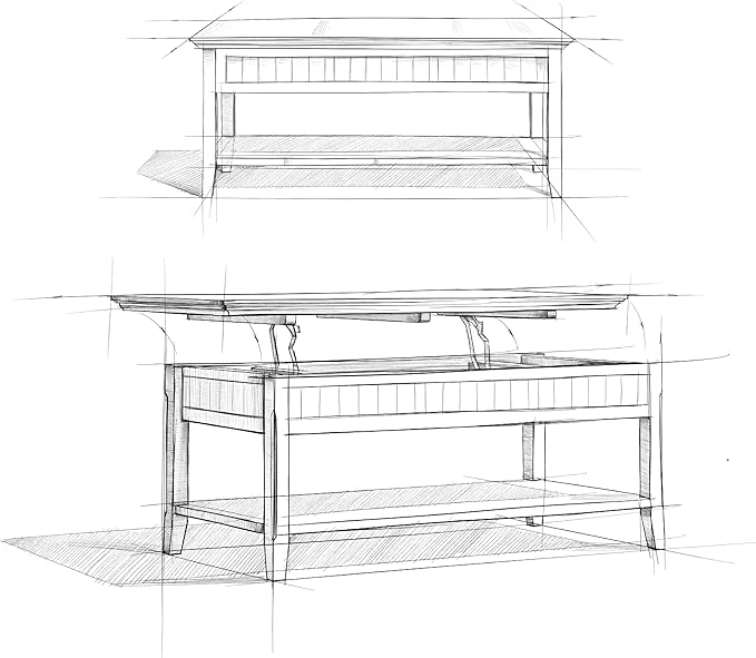 SIMPLIHOME Acadian Lift Top Coffee Table - 48 inch Wide Solid Wood Transitional Pop-up Cocktail Table in Brunette Brown, Classic Living Room Table with Lift-up Storage Compartment and Open Shelf