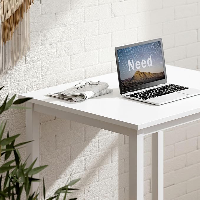 Need Small Computer Desk for Home&Office- 31.5'' Length Small Writing Desk Gaming Desk Students Laptop Use, White Color Desktop & White Frame AC3DW(8060)