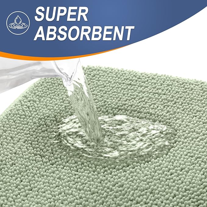 OLANLY Thick Memory Foam Bath Mat Rug 34x21, Extra Soft Absorbent Bathroom Rug, Quick Dry Bath Mats, Non-Slip, Machine Washable Carpet for Bathroom, Tub and Shower, Home Decor Accessories, Sage Green