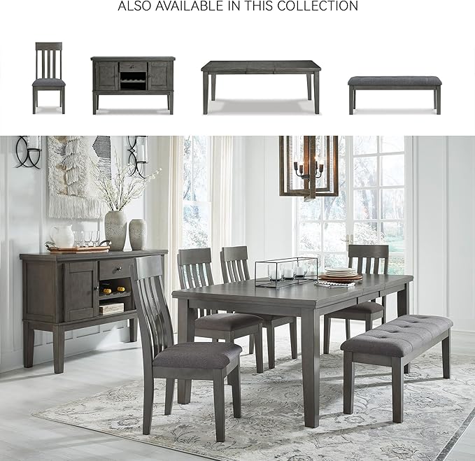 Signature Design by Ashley Hallanden Modern Slat Back 18.63" Dining Room Chair, Set of 2, Gray