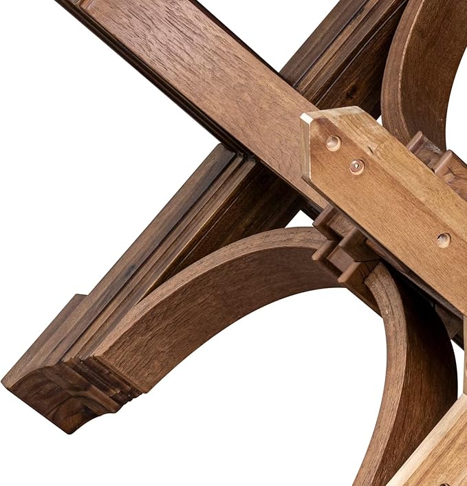 I57-0N-TP Breakfast Table with Acacia Wood Round Tabletop and Elegant Pedestal Base - Antique Walnut Finish