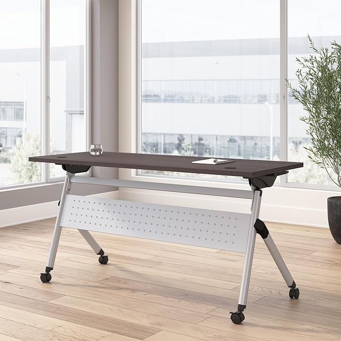 Bush Business Furniture Folding Training Table, 60 inch Desk, Commercial-Grade Bundle for Office or Classroom, Envision Collection, Gray