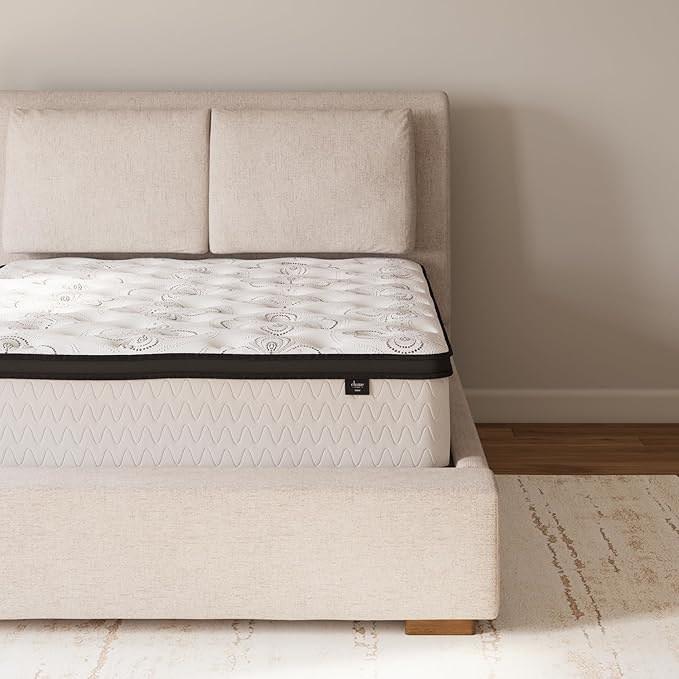 Signature Design by Ashley King Size Chime 12 Inch Medium Firm Hybrid Mattress with Cooling Gel Memory Foam for Pressure Relief, Fiberglass Free, Mattress In A Box