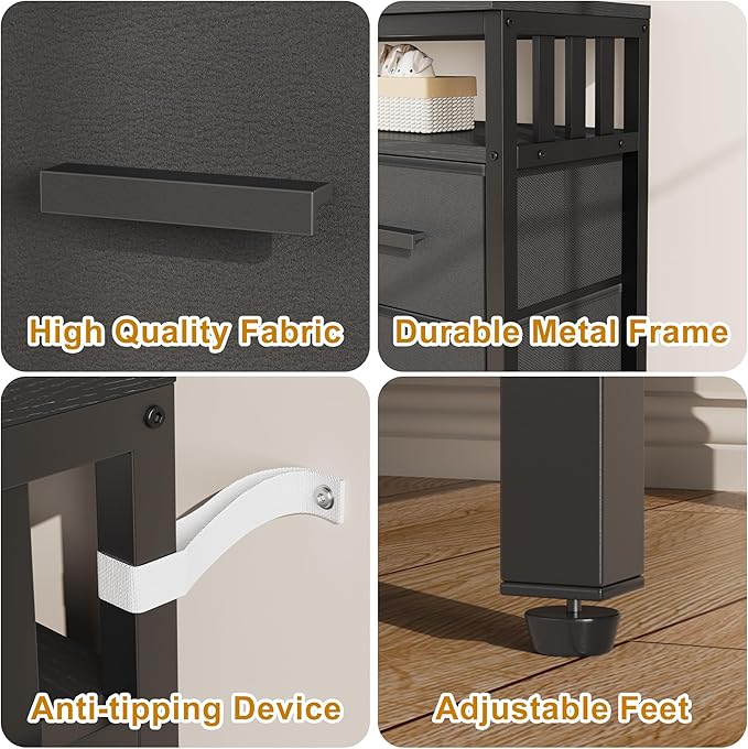 9 Drawer Dresser TV Stand with LED Lights & Power Outlets, Entertainment Center with Open Shelf, Media Console for 50” TV, Large Storage Dresser for Bedroom (Black)
