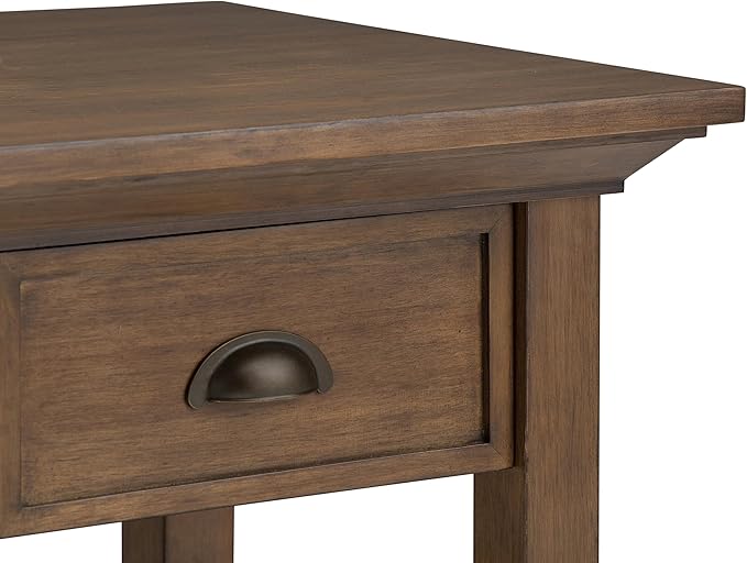 SIMPLIHOME Redmond SOLID WOOD 19 inch Wide Square Transitional End Side Table in Rustic Natural Aged Brown for the Living Room and Bedroom