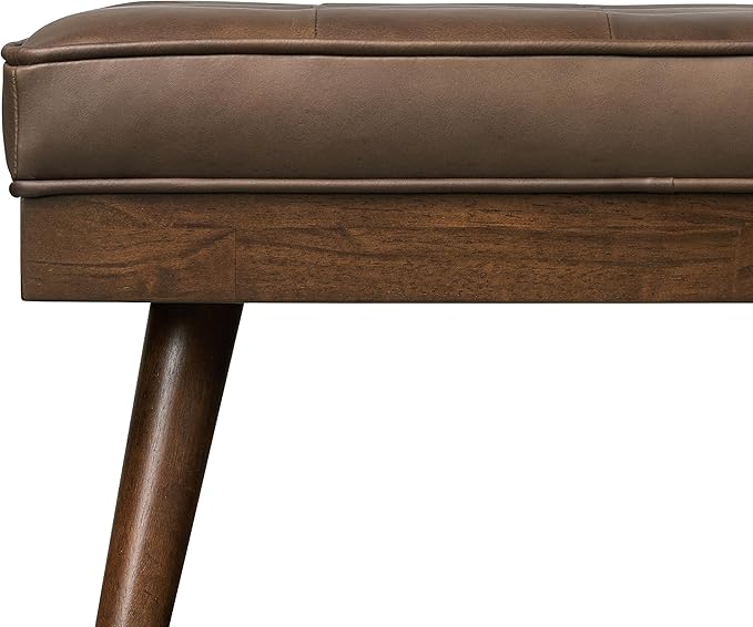 POLY & BARK Napa Luca Leather Bench in Cocoa Brown