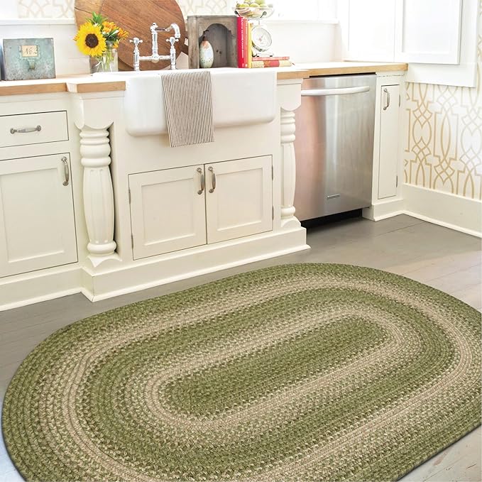 Grassland Oval Woven Rug 27x45 - Country Style Braided Indoor Entryway Rug for Rustic Decor