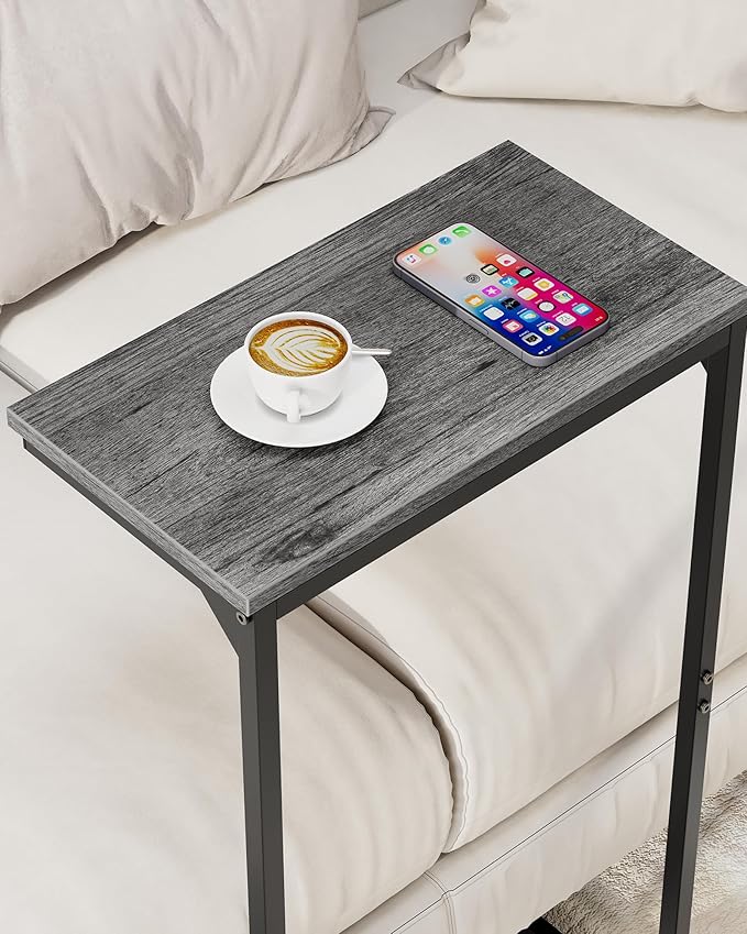 TUTOTAK C Shaped End Table, Small Side Table, Set of 2, 28.7 inch Tall Couch Table, Sofa Table, Living Room, Bed Room, Charcoal Grey TB01BY0712