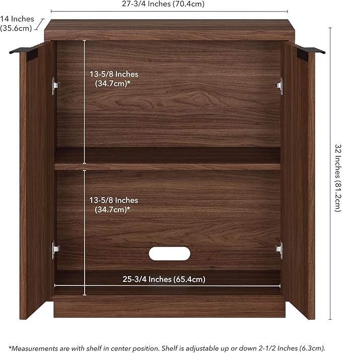 Henn&Hart 28" Wide Rectangular Accent Cabinet in Satin Walnut, for Home, Living Room, Bedroom, Entertainment Room, Office