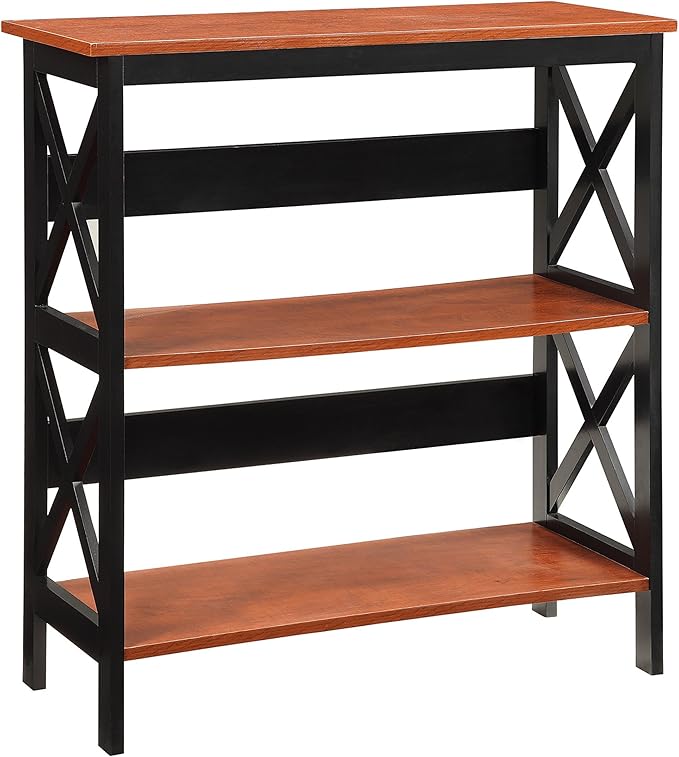 Convenience Concepts Oxford 3 Tier Bookcase, Cherry / Black