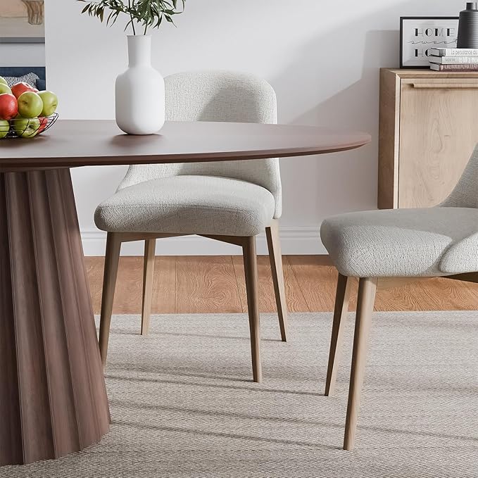 Casaphoria 67" Oval Dining Table, Modern Wood Kitchen Table with Cone Shaped Strip Convex Base for Living Room & Dining Room, Easy Assembly Farmhouse Furniture for 4-6, Walnut