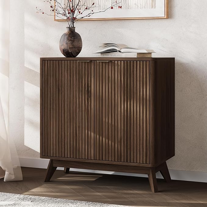 Buffet Cabinet with Storage, Fluted Multifunctional Storage Cabinet with 2 Doors, Sideboard Cabinet with Doors Modern Buffet Table Accent Coffee Bar Console Table,fluted buffet cabinet