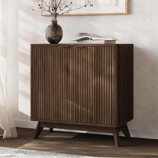Buffet Cabinet with Storage, Fluted Multifunctional Storage Cabinet with 2 Doors, Sideboard Cabinet with Doors Modern Buffet Table Accent Coffee Bar Console Table,fluted buffet cabinet
