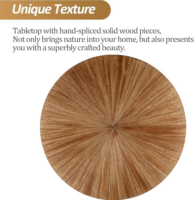 Round Coffee Table Set of 2, Mid Century Modern Coffee Table, Small Farmhouse Coffee Table, Wood Nightstand Bedside Table, Boho Side Table End Tables for Living Room Bedroom Office Balcony