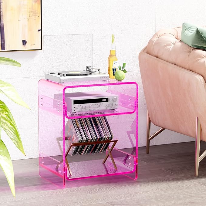 Clear Acrylic 3-Tier End Table/Nightstand – Sleek Bedside Storage with Durable Design, Perfect for Bedrooms, Living Rooms, or Modern Interiors – Ideal as a Bedside Table or Sofa Side Piece