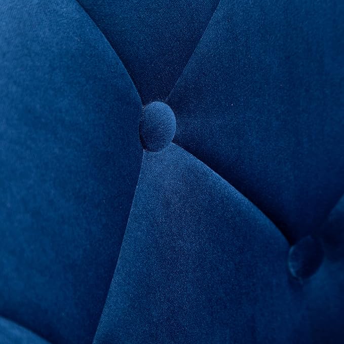 Roundhill Furniture Noas Velvet Upholstered Tufted Back Swivel Accent Chair, Blue