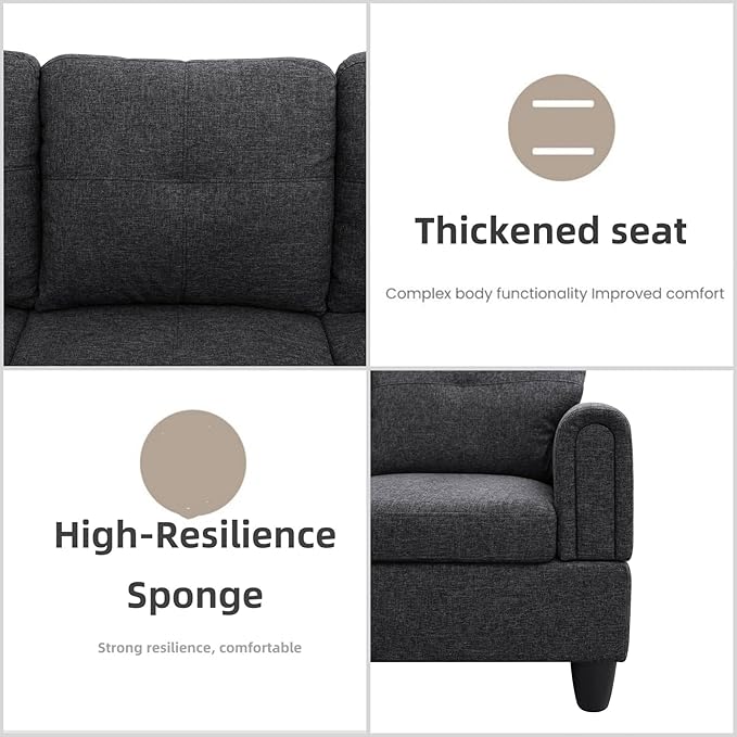 L Shaped Sectional Couches for Living Room, Modern Modular Sectional Sofa with Ottoman Storage, Comfy L Shaped Couch with Chaise for Bedroom Apartment Furniture, Gray