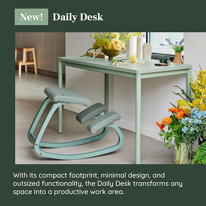 Branch Daily Desk - Functional at Home Office Desk with Effortless Assembly, Timeless Design, Rounded Corners, and Built-in Cable Notch - 58” W x 27” H x 24” D - Sage
