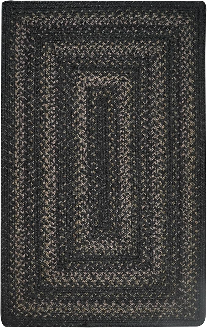 Homespice Jet Black Braided Rugs Runners 22x72 - Primitive Style Braided Runner Rug for Kitchen and Hallways