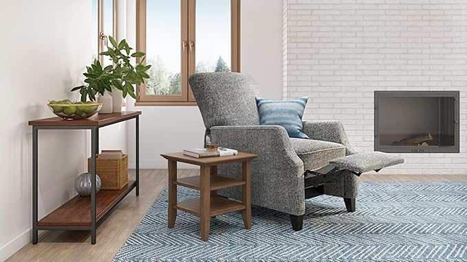 SIMPLIHOME Acadian SOLID WOOD 19 Inch Wide Square Transitional End Table in Rustic Natural Aged Brown, For the Living Room and Bedroom